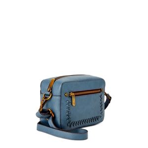 3 Faux Leather Camera Style Crossbody Bags w Antique Gold Hardware